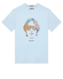 Übergröße - Kinky Afro Grafik T-Shirt Ozeanwelle Blau