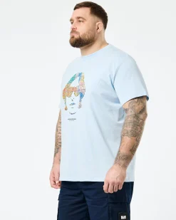 Übergröße - Kinky Afro Grafik T-Shirt Ozeanwelle Blau