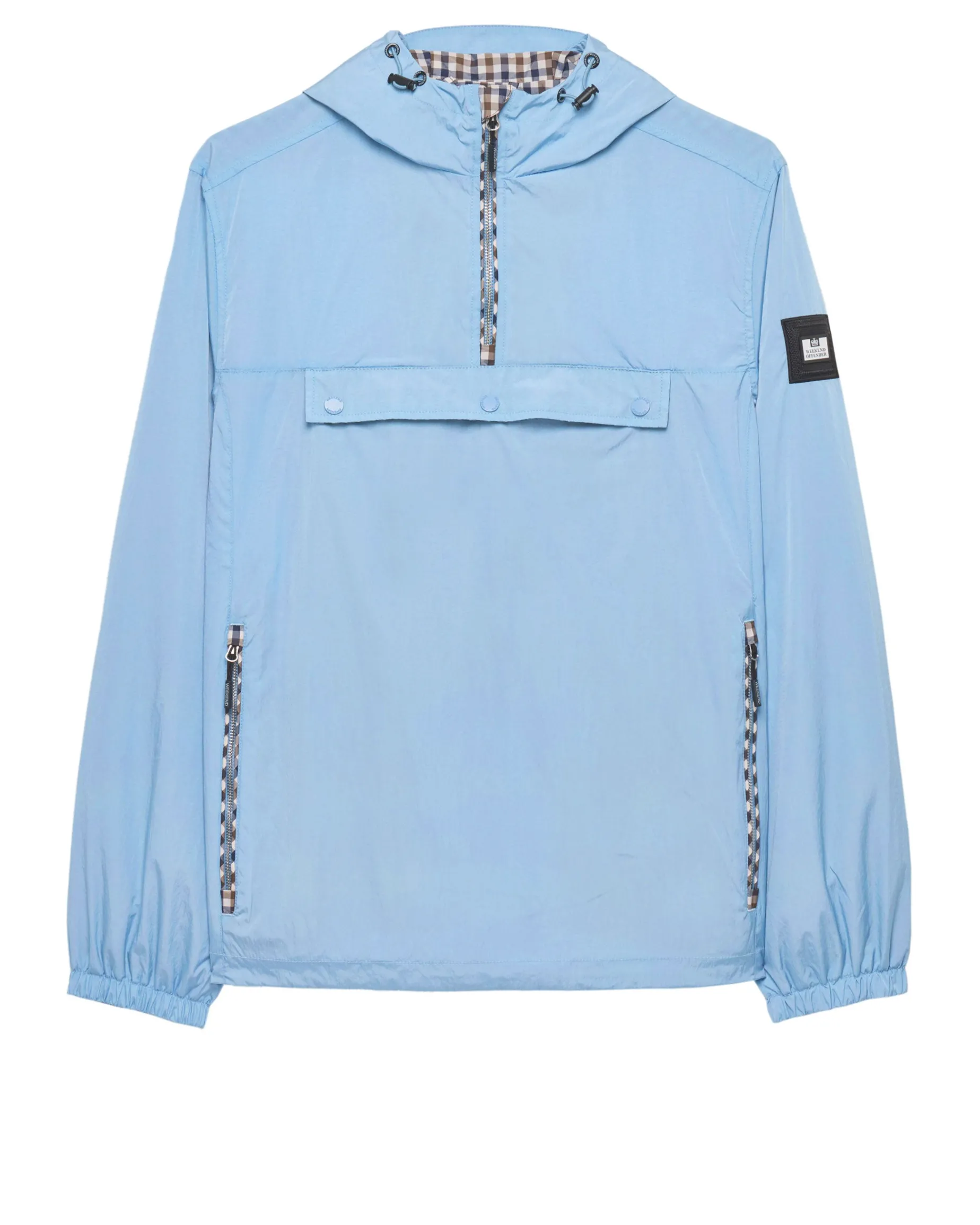 Überkopfjacke mit Manaus-Karomuster, Meeresblau