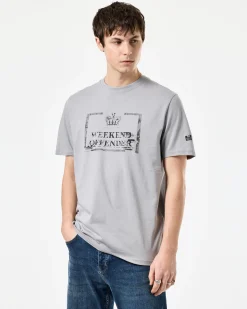 Bonpensiero Grafik-T-Shirt Rauchgrau