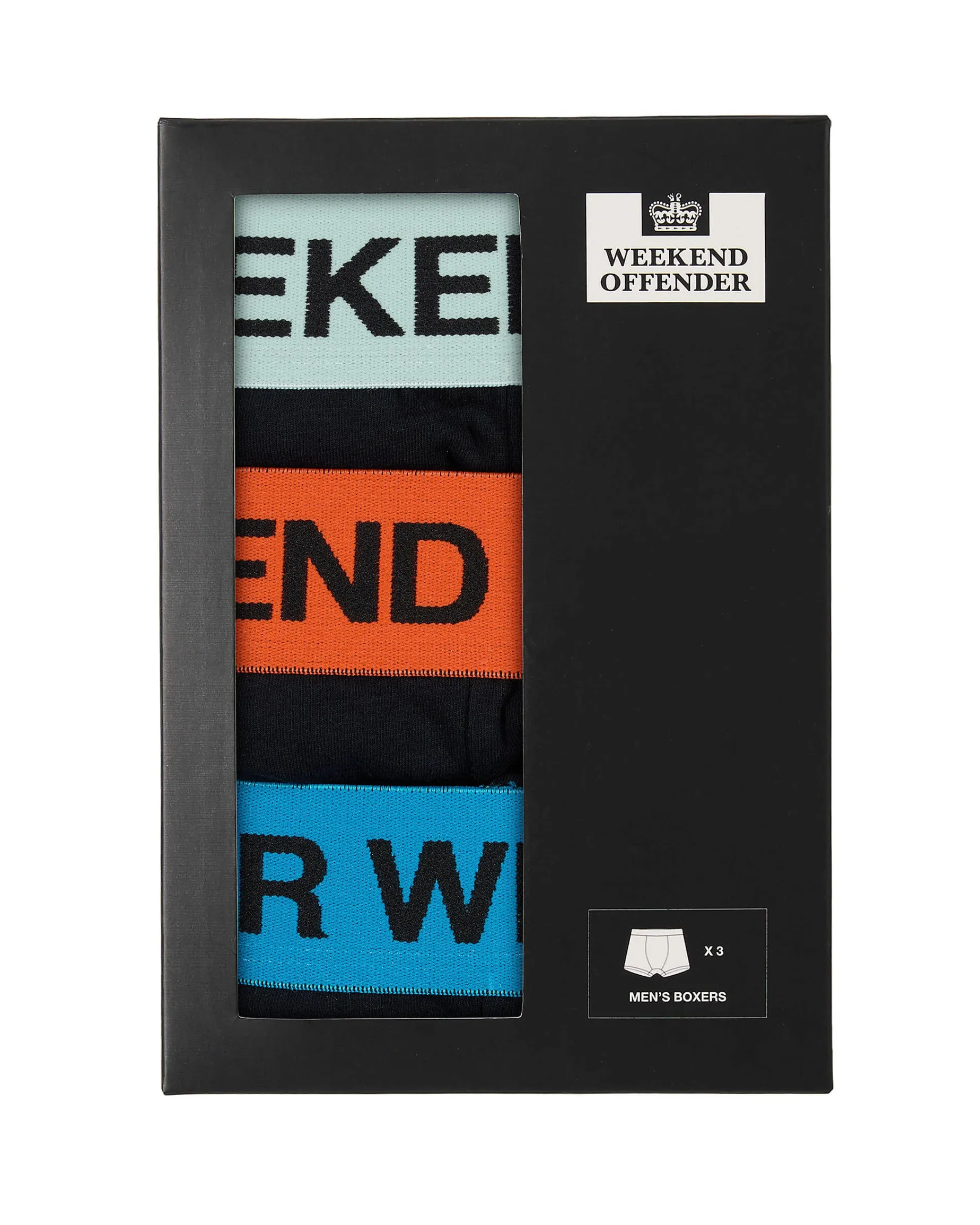 Boxershorts 3er-Pack Orangenschale/ Azurblau/ Mintteegrün