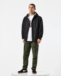 Football + Festivals Wasserdichte Pack-Away-Jacke Schwarz