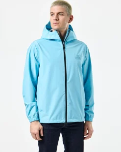 Football + Festivals Wasserdichte Pack-Away-Jacke Ocean Wave Blue