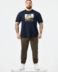 Große Größen - Leo Gregory Grafik-T-Shirt Marineblau