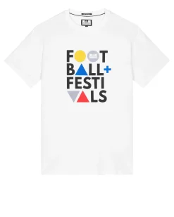 Große Größen - T-Shirt mit Grafik „Football + Festivals“ in Weiß