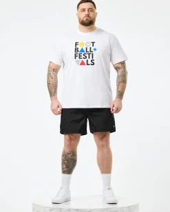 Große Größen - T-Shirt mit Grafik „Football + Festivals“ in Weiß