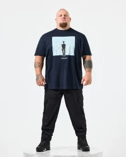 Große Größen - T-Shirt mit Grafik „Supernova“ Marineblau/Blau