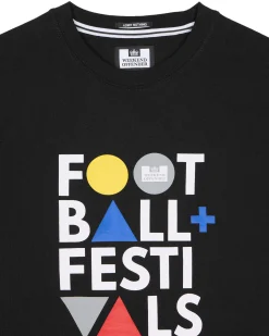 Große Größen - T-Shirt mit Grafik „Football + Festivals“ in Schwarz