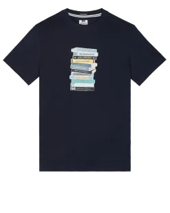 Große Größen - T-Shirt mit Tapes-Grafik in Marineblau