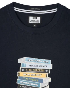 Große Größen - T-Shirt mit Tapes-Grafik in Marineblau
