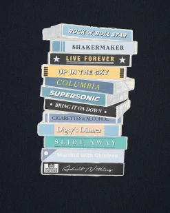 Große Größen - T-Shirt mit Tapes-Grafik in Marineblau
