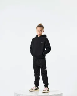 Kinder Ribbe Hoodie Schwarz