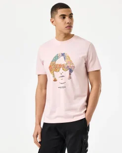 Kinky Afro Grafik T-Shirt Blasses Rouge