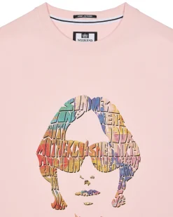 Kinky Afro Grafik T-Shirt Blasses Rouge