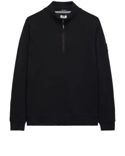 Kraviz Sweatshirt mit Viertelreißverschluss, Schwarz