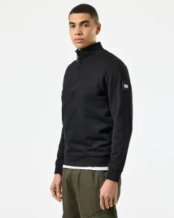 Kraviz Sweatshirt mit Viertelreißverschluss, Schwarz