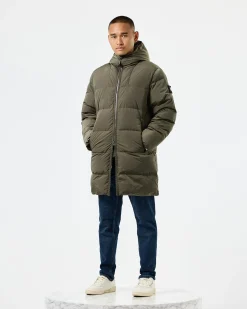 Lange Daunenjacke „Sapporo“ in Burggrün