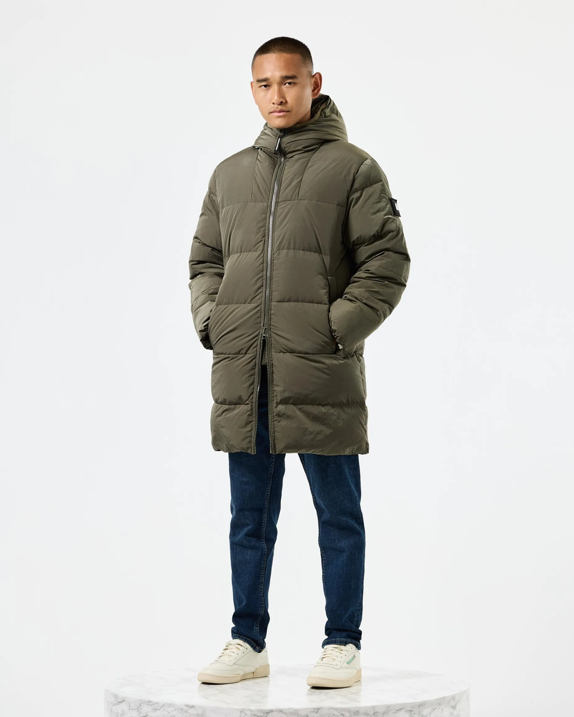 Lange Daunenjacke „Sapporo“ in Burggrün