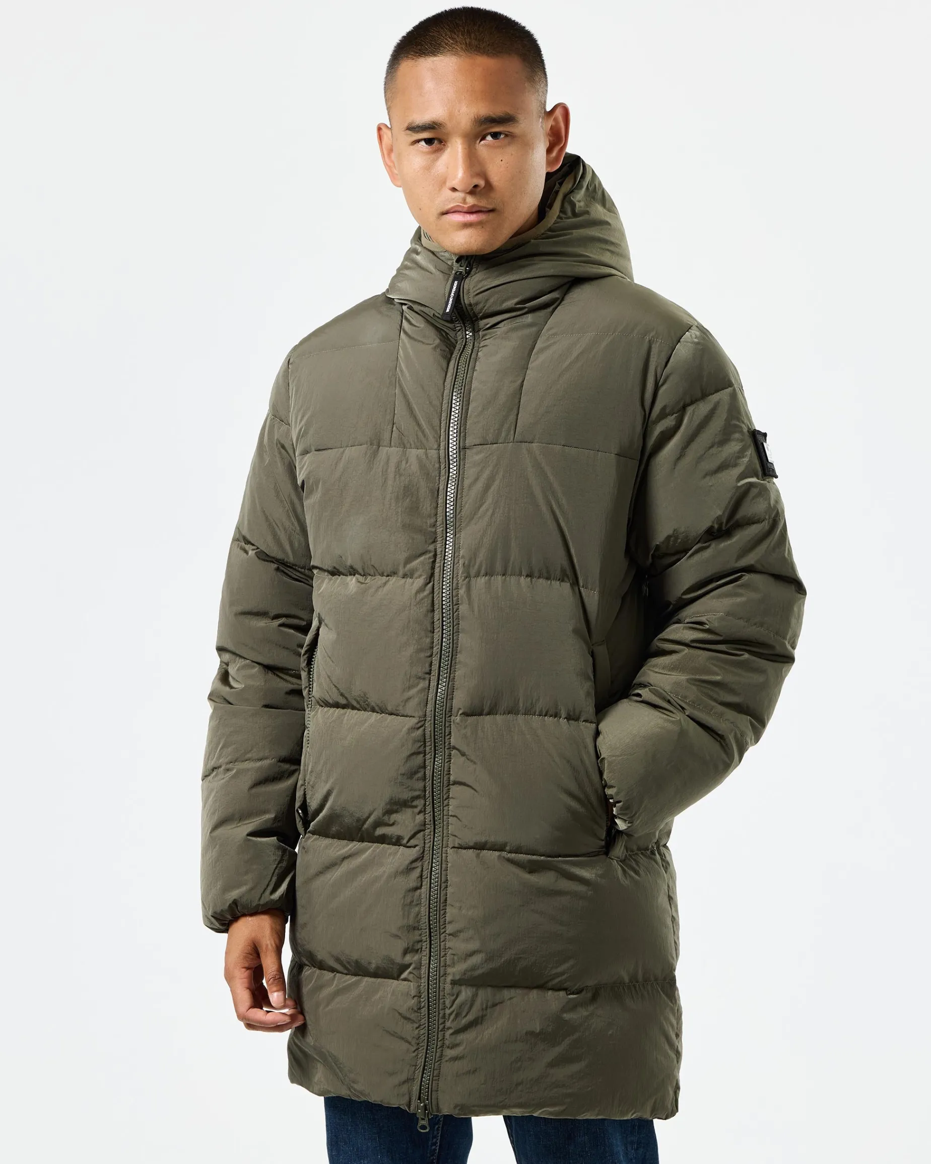 Lange Daunenjacke „Sapporo“ in Burggrün