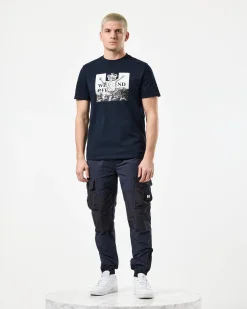 Leo Gregory – T-Shirt mit Monochrome-Grafik, Marineblau