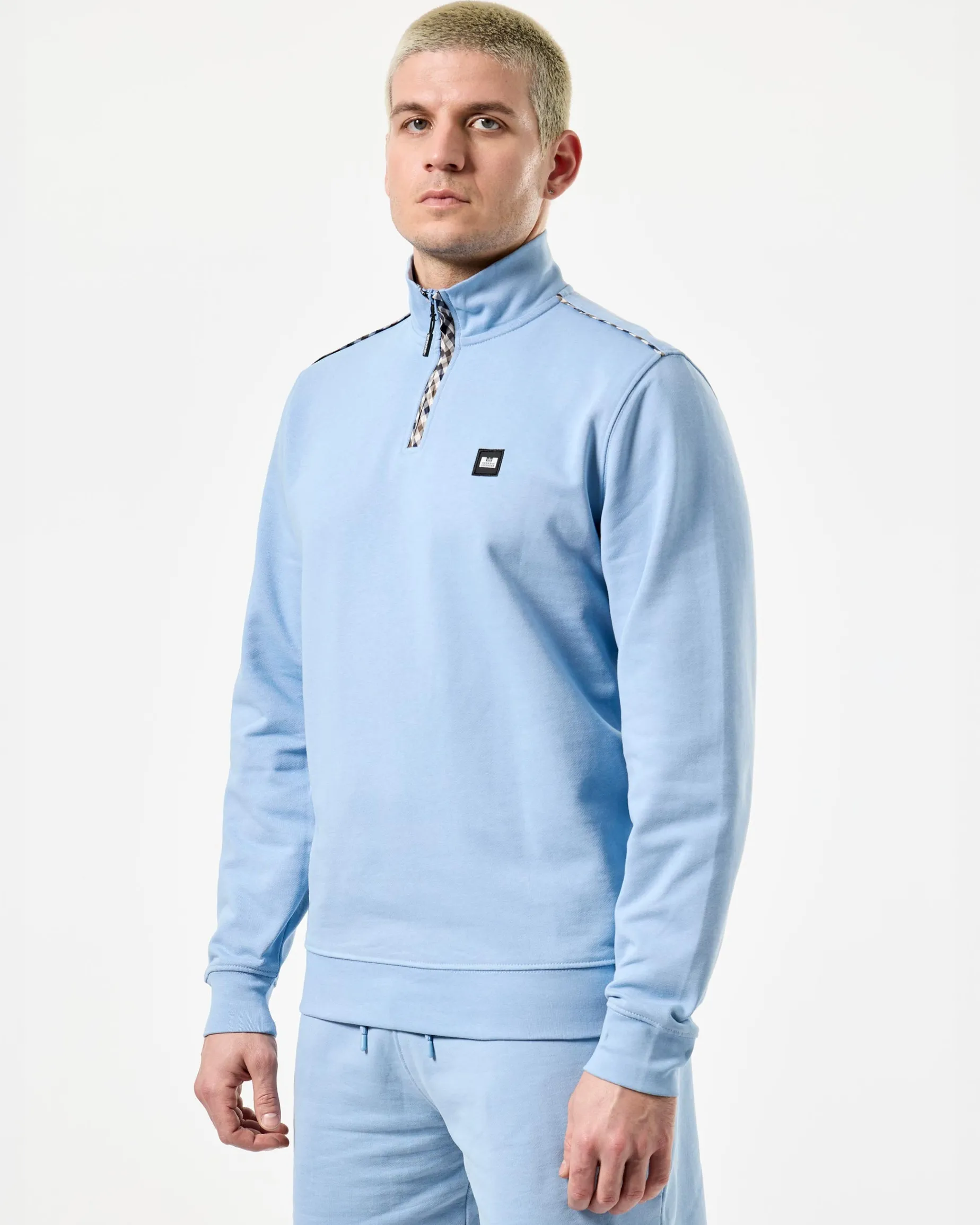 Matisa Sweatshirt mit Viertelreißverschluss Marineblau/Mid House Check