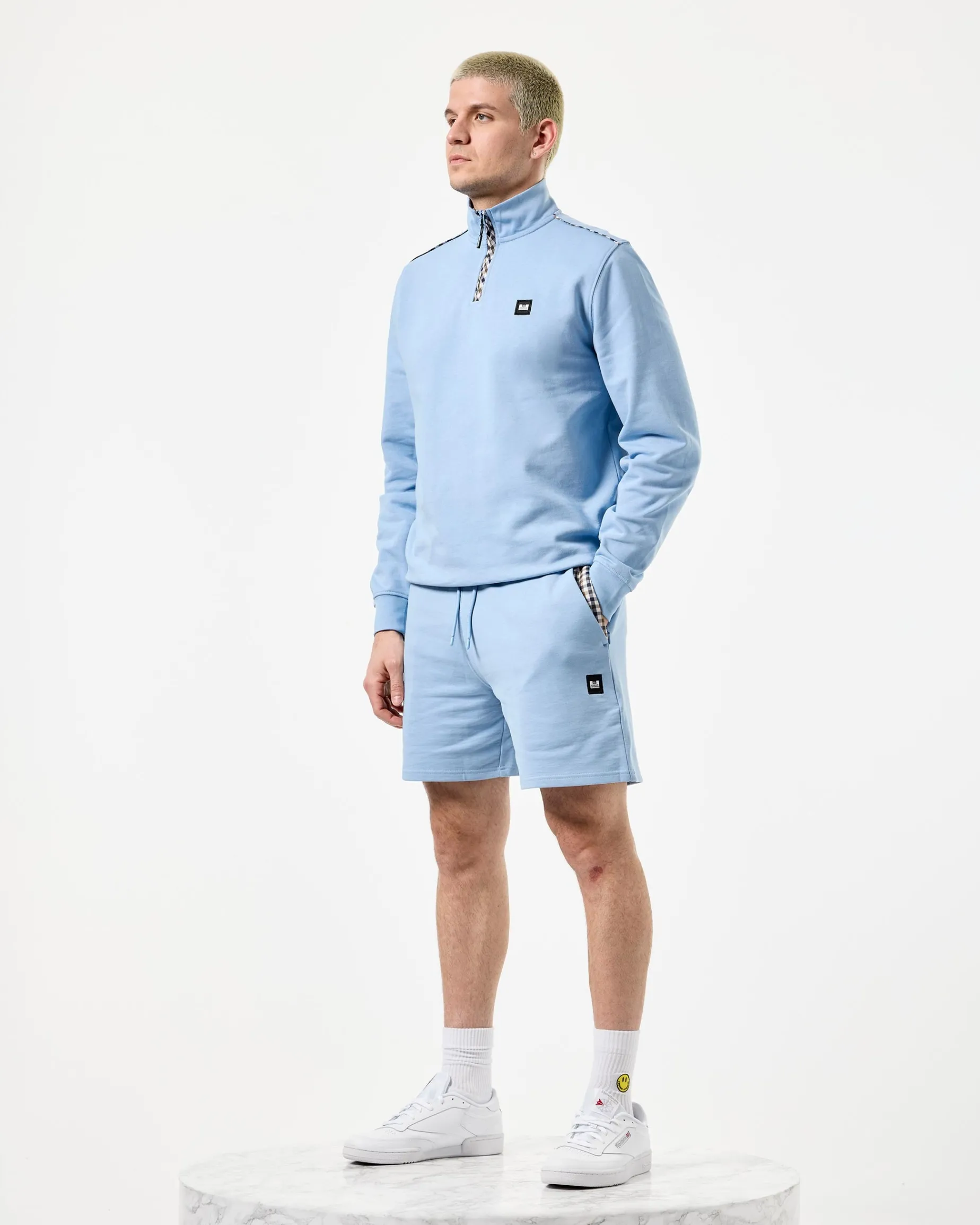 Matisa Sweatshirt mit Viertelreißverschluss Marineblau/Mid House Check