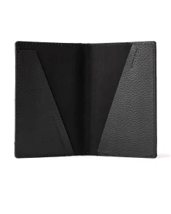 Reisepasshülle aus Leder mit Geschenkbox Schwarz