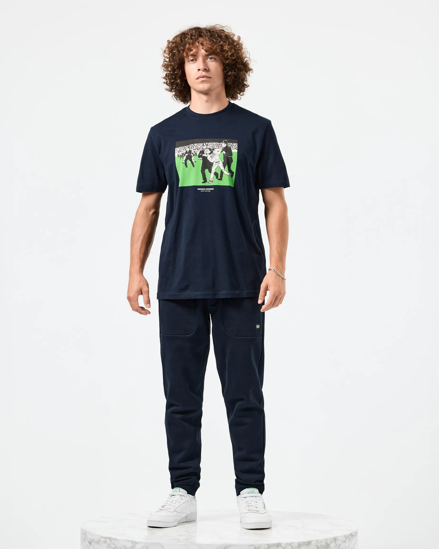 Saturday Kids Grafik-T-Shirt Marineblau
