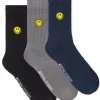 Smiley Sportsocken Marineblau/Schwarz/Grau