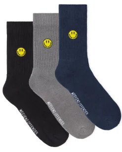 Smiley Sportsocken Marineblau/Schwarz/Grau
