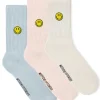 Smiley Sportsocken Rosa/Blau/Creme