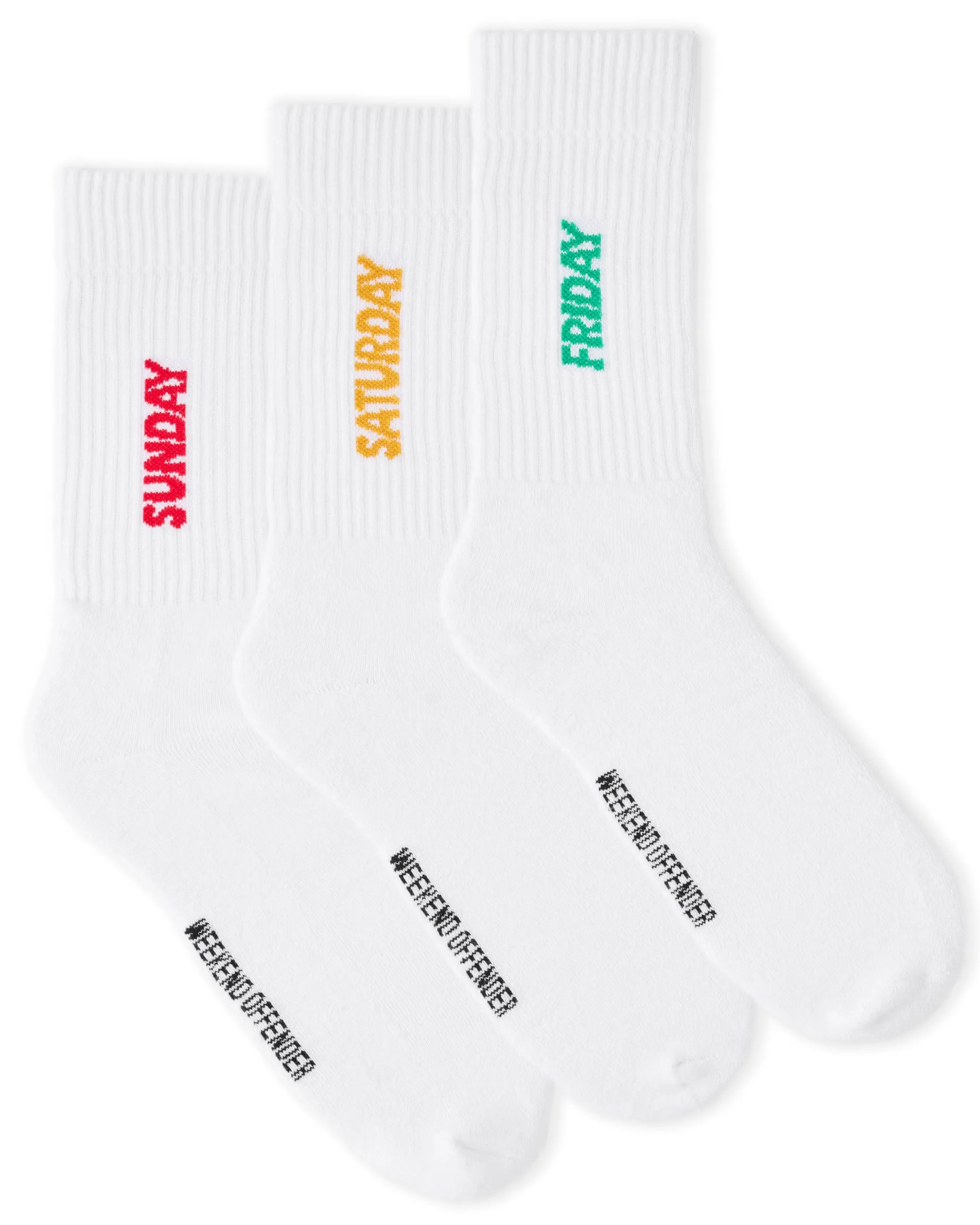 Sportsocken Freitag/Samstag/Sonntag Weiß