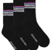 Sportsocken mit Doppelstreifen Schwarz