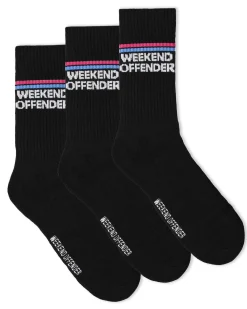 Sportsocken mit Doppelstreifen Schwarz