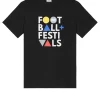 T-Shirt mit Grafik „Football + Festivals“ in Schwarz