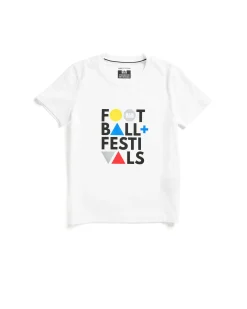 T-Shirt mit Grafik „Football + Festivals“ für Kinder in Weiß