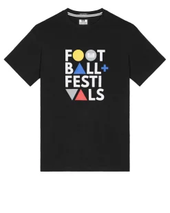 T-Shirt mit Grafik „Football + Festivals“ in Schwarz