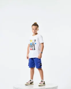 T-Shirt mit Grafik „Football + Festivals“ für Kinder in Weiß