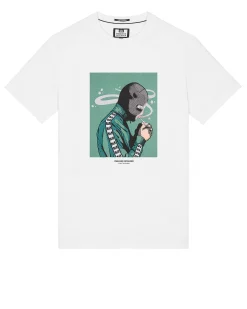 T-Shirt mit Grafik „Fumo“ Weiß