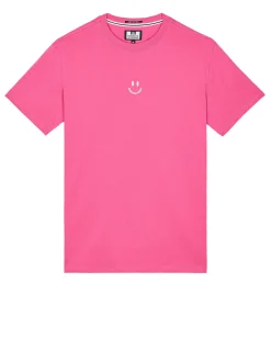 T-Shirt mit Smile-Grafik in Bonbonrosa