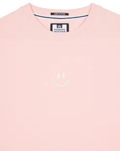 T-Shirt mit Smile-Grafik in Blassrosa