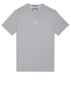 T-Shirt mit Smile-Grafik, Rauchgrau