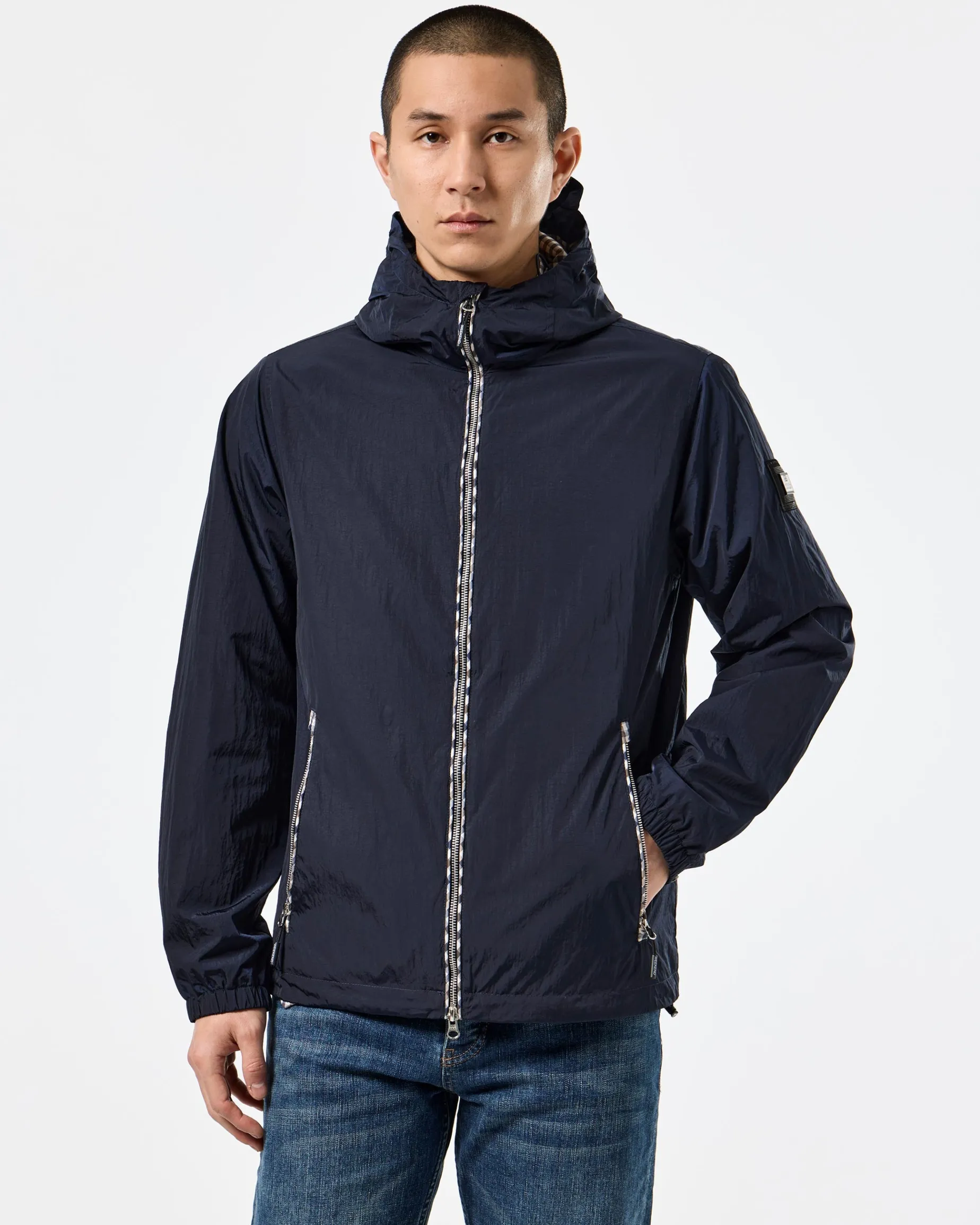 Windjacke „Campania“ mit Karomuster, Marineblau