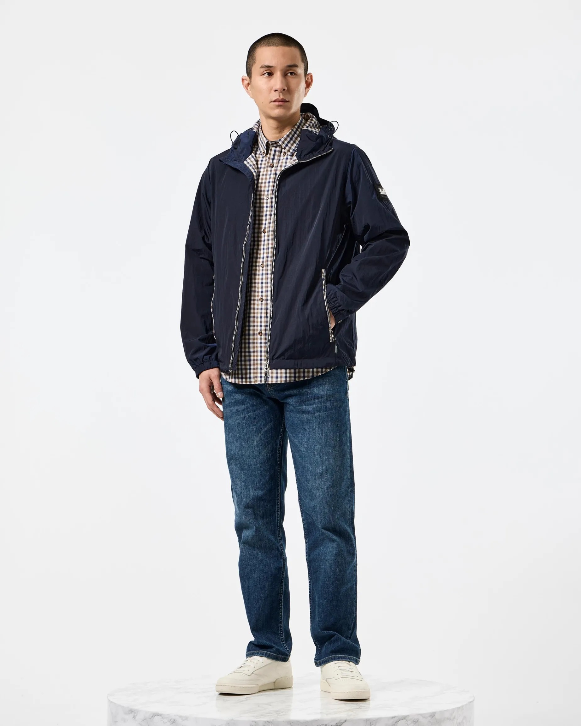 Windjacke „Campania“ mit Karomuster, Marineblau