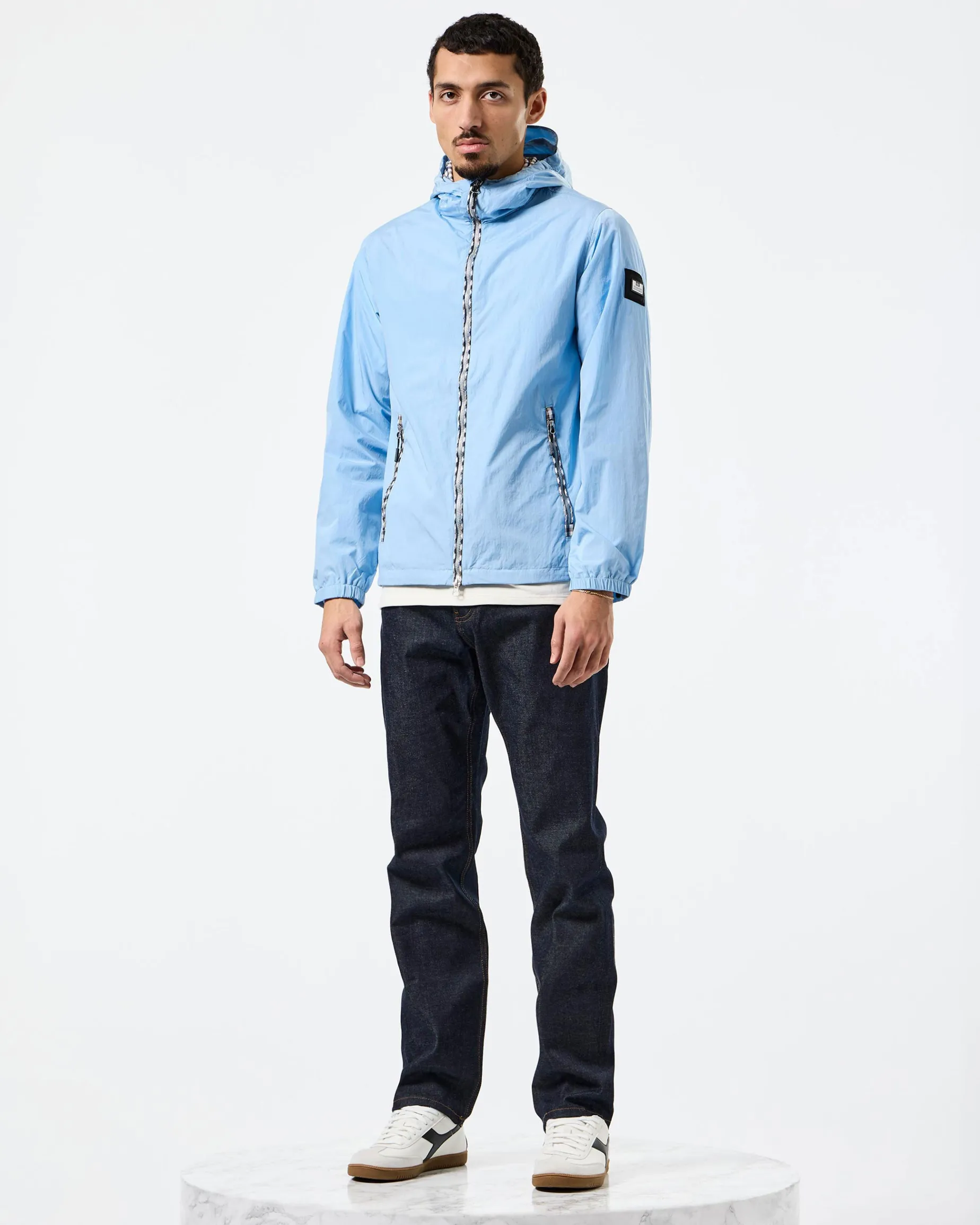 Windjacke mit Campania-Karomuster, Meeresblau