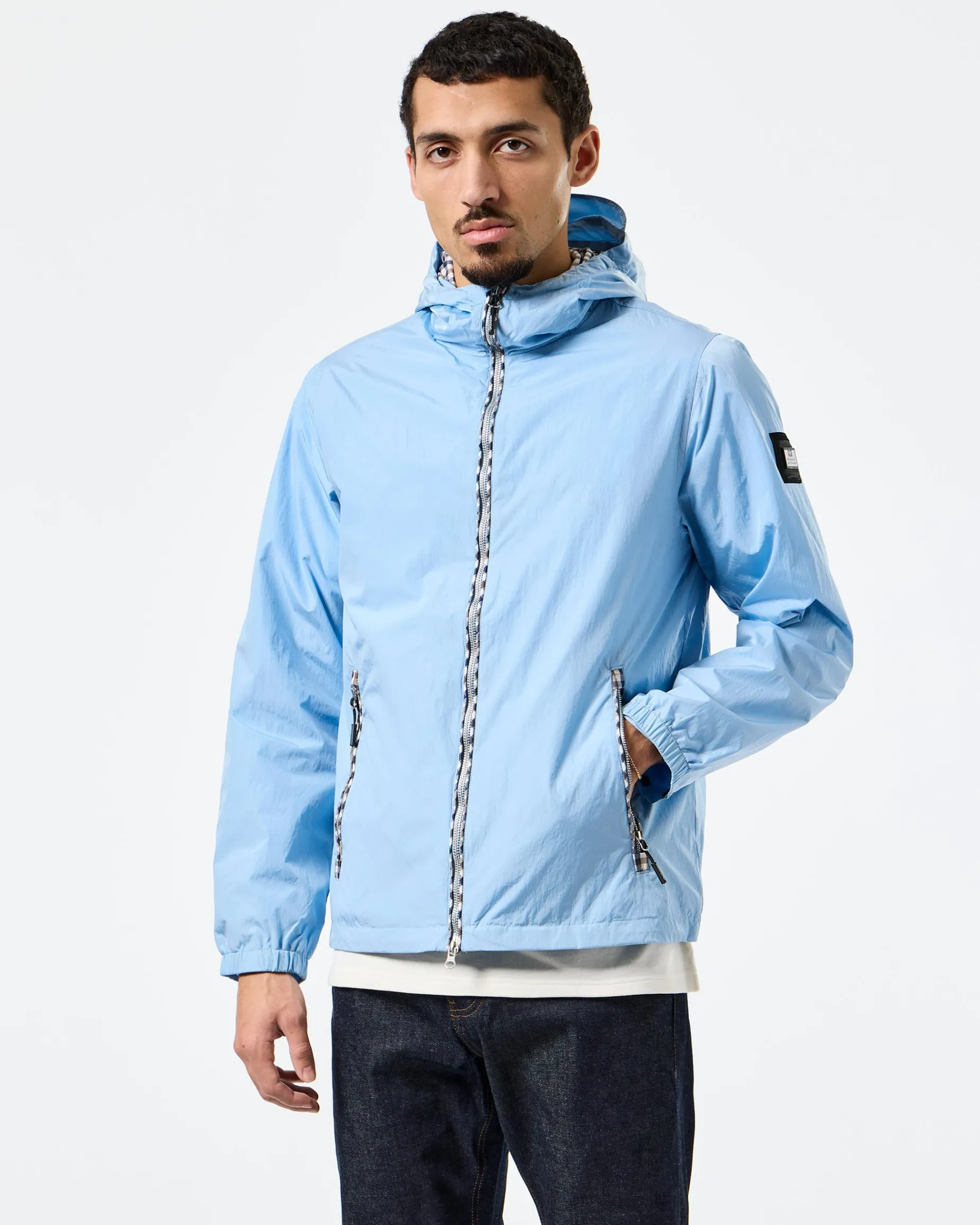 Windjacke mit Campania-Karomuster, Meeresblau